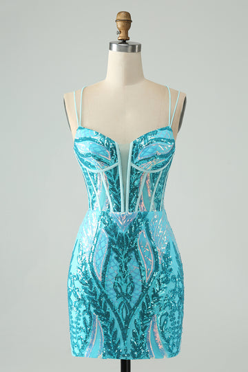Corset Blue Homecoming Dress